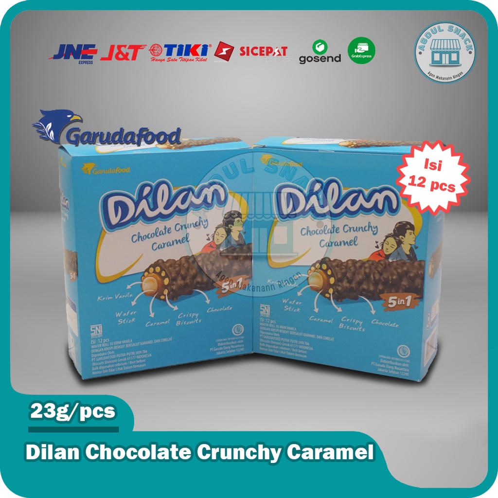 

Dilan Chocolate Crunchy Caramel Box isi 12 pcs Wafer Coklat Caramel