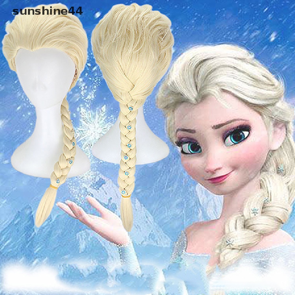 Sunshine Wig Film Frozen Snow Queen Elsa Rambut Pirang Cosplay Rambut Palsu Properti Foto.