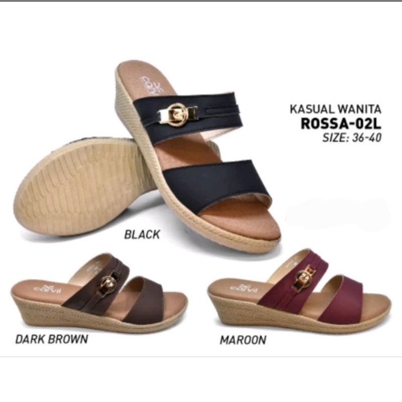 CARVIL ROSSA 02 #TERBARU SANDAL WEDGES WANITA 100% ORI