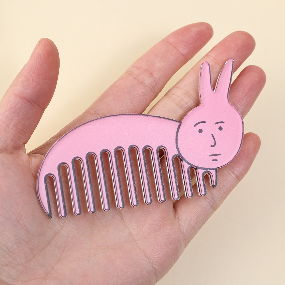 [Harga Grosir] 1pcs Sisir Kartun Lucu Ukir Pasir Sisir Kelinci Pink Sisir Portable Sisir Anti Statis Sisir Lucu Akrilik Untuk Pesta Sehari-Hari Janjian