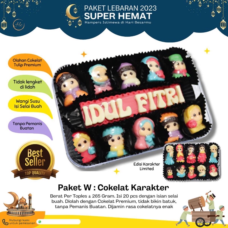

cokelat karakter idul fitri / cokelat lebaran / cokelat lucu / coklat karakter