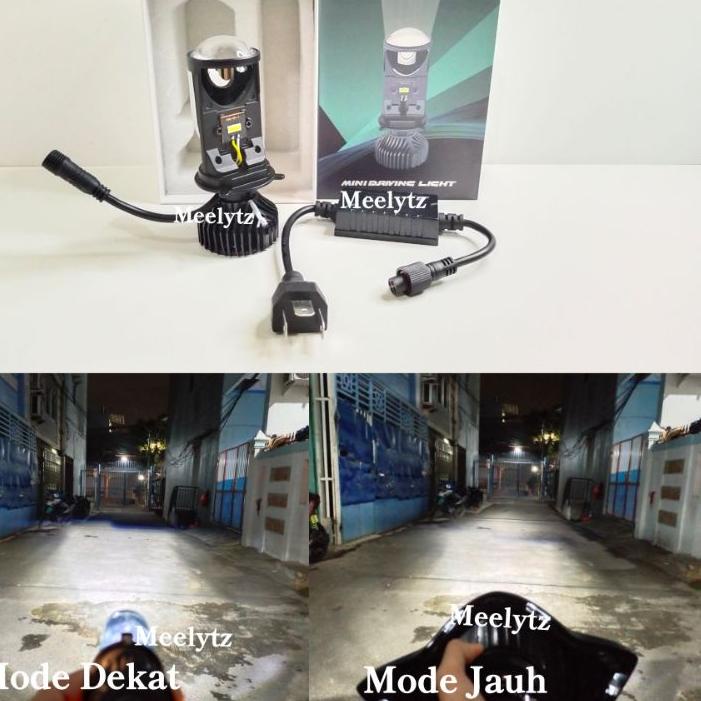 Lampu utama LED H4 Projector mini super terang ada kipas pendingin