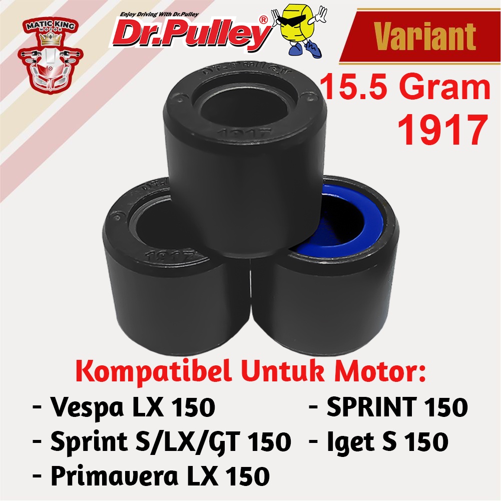 Roller Dr Pulley Vespa Sprint LX Primavera iget 150 S150 3V DR PULLEY 8 gr sd 15,5 gr 1917 3 butir