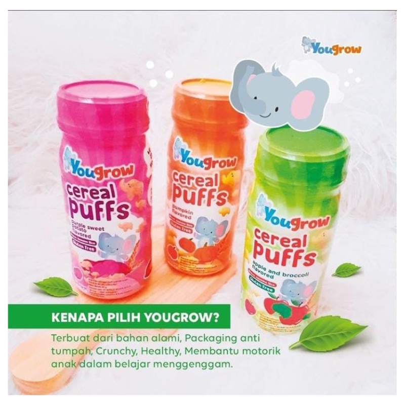 Yougrow Cereal Puffs 49 gr Snack MPASI Bayi Sereal Puff Cemilan Anak WHS