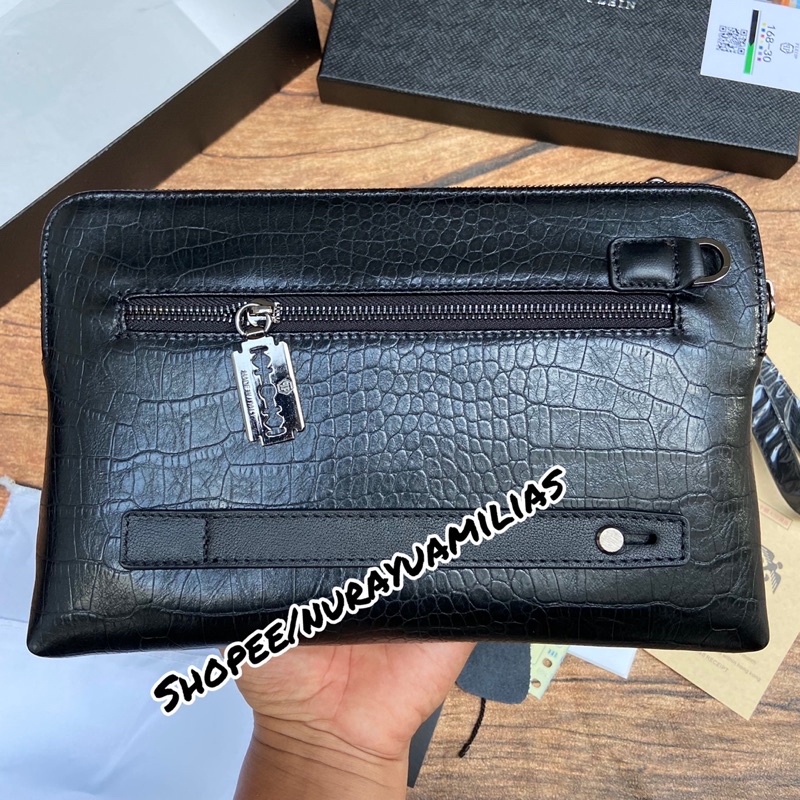 Clutch pria Philipp plein import full kit asli tas clutch pria handbag pria pp