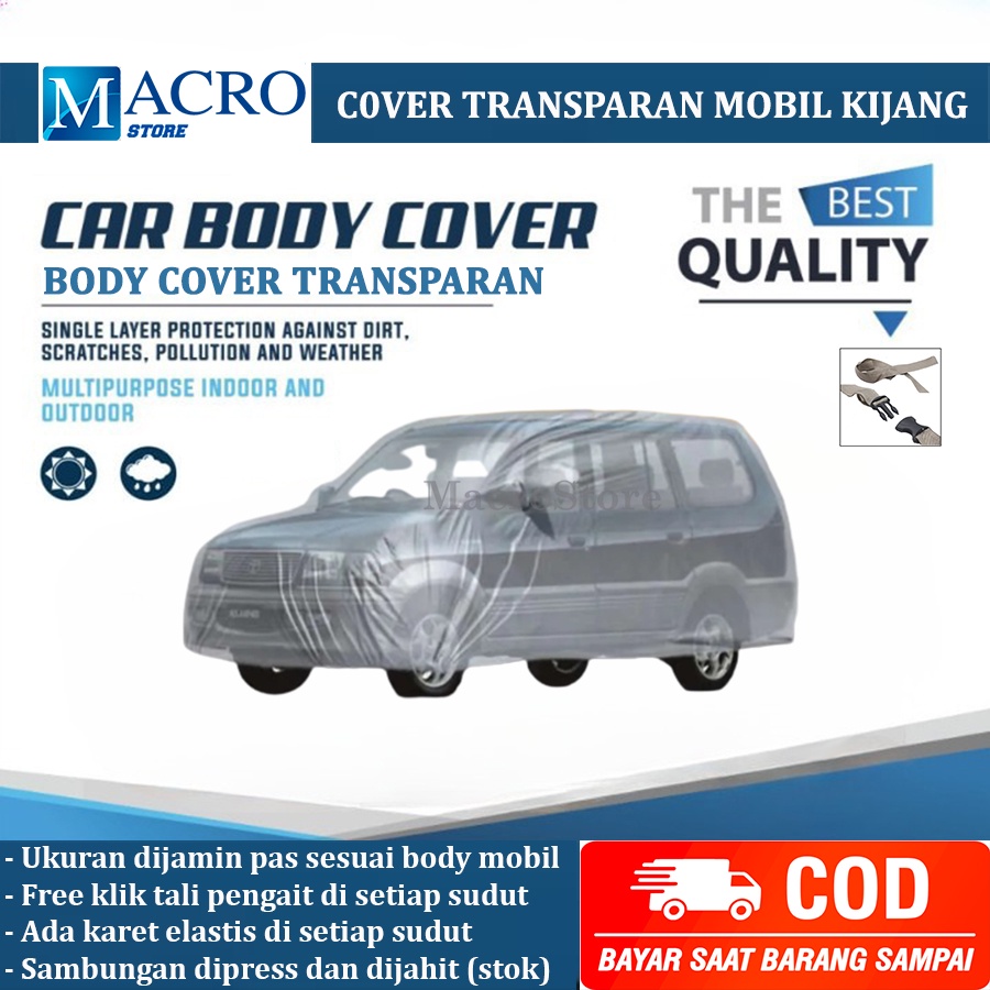 Sarung Cover Mobil Transparan Kijang / Mantel Selimut Mobil Kijang Plastik Bening Tebal Waterproof A