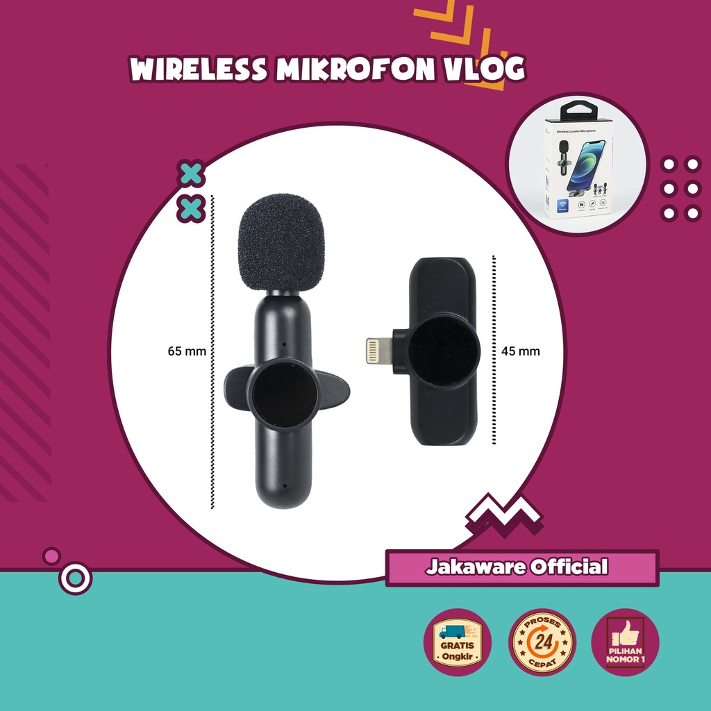 WIRELESS LAVALIER LAPEL MICROPHONE VLOGGER LIGHTNING VLOG VLOGER YOUTUBER MIKROFON MIKROPON MIC KLIP