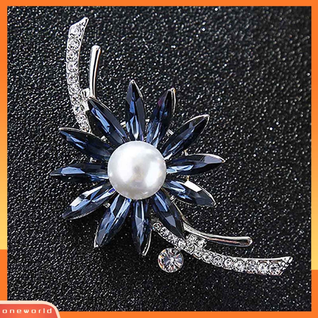 {oneworld} Bros Bentuk Bunga Desain Berlian Imitasi Alloy Pakaian Fashion Brooch Pin Untuk Pesta