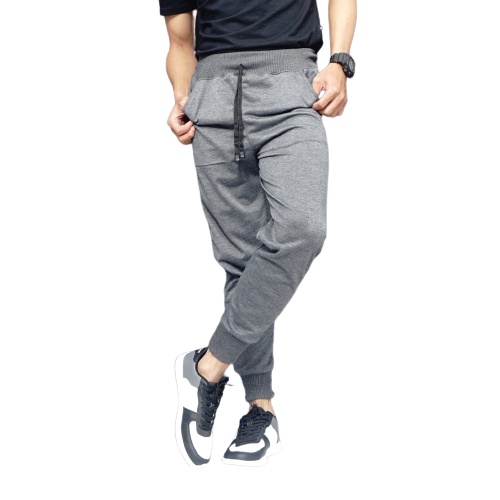 VICTORYALL- Celana Joger Polos Panjang Sweatpants Lutut Lentur Abu Tua Accademy Sport Training