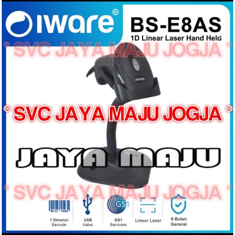 IWARE  BS E8AS - USB - 1D  ||  BARCODE SCANNER - LASER - HANDHELD - AUTO SENSE SCAN  ||  BSE8AS  BSE