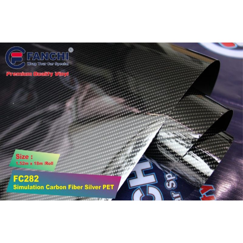 50cm Sticker Fanchi FC282 Carbon 7D ID-8152 Fiber Silver Gloss Premium Wrap 50cm