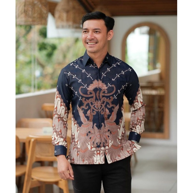 Baju Batik Pria Lengan Panjang ALYANA NUDE Premium Reguler Modern Kemeja Formal Casual Acara Wisuda Kondangan