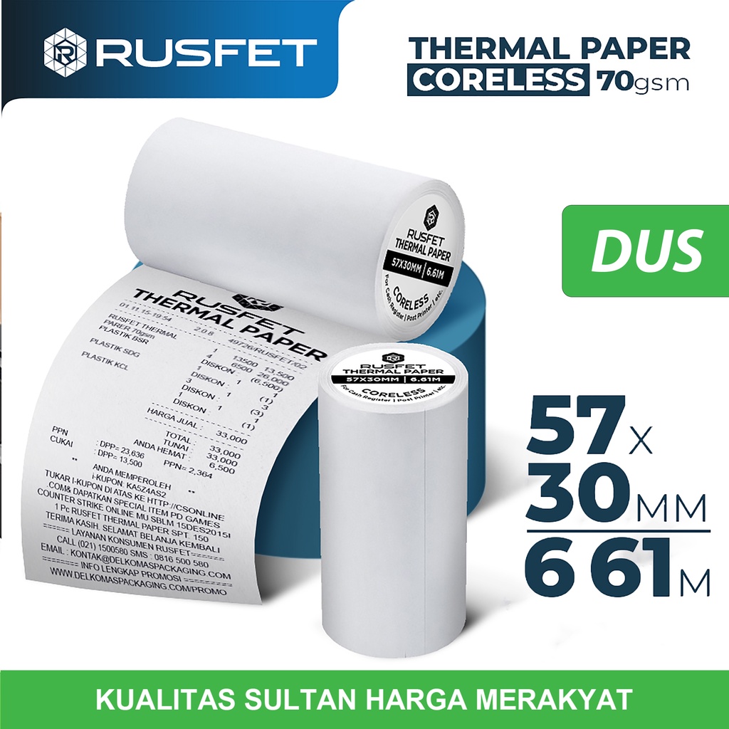 

Paper Thermal Struk Kasir Barcode Rusfet 57x30mm