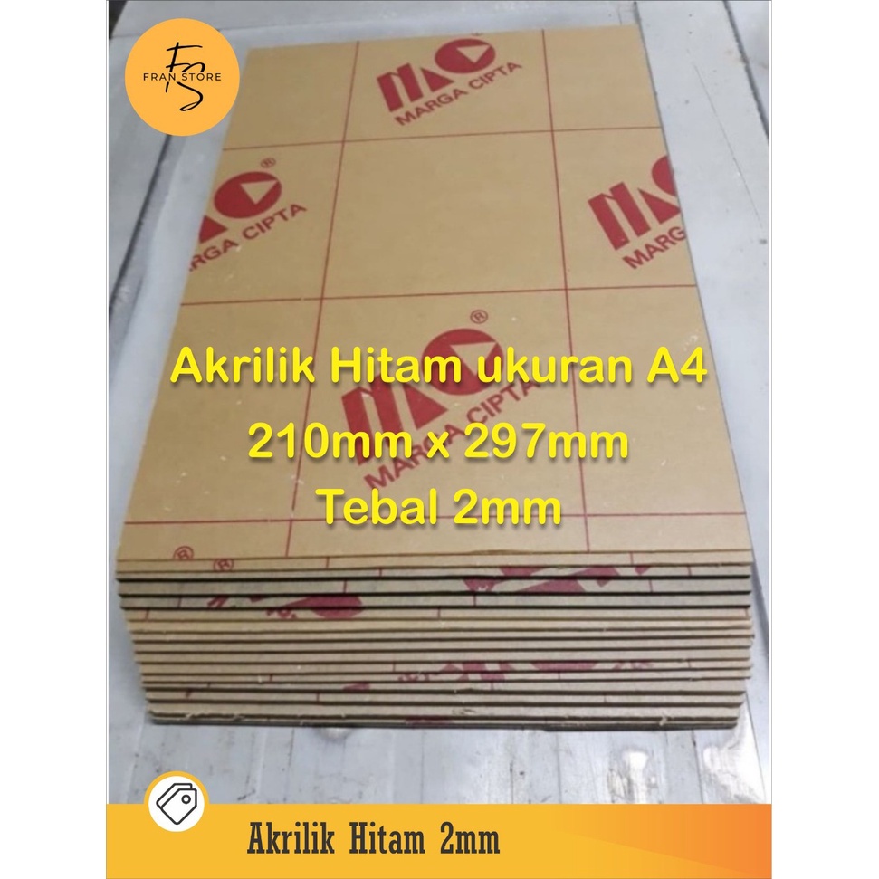 

AKRILIK HITAM A4/ LEMBARAN 2MM/ POTONG/ ACRYLIC/ LASER CUTTING