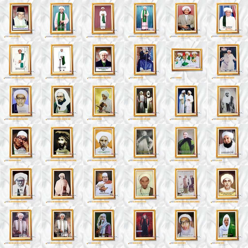 FOTO ULAMA DAN HABAIB + BINGKAI UKURAN 32x48CM UKIR GOLD