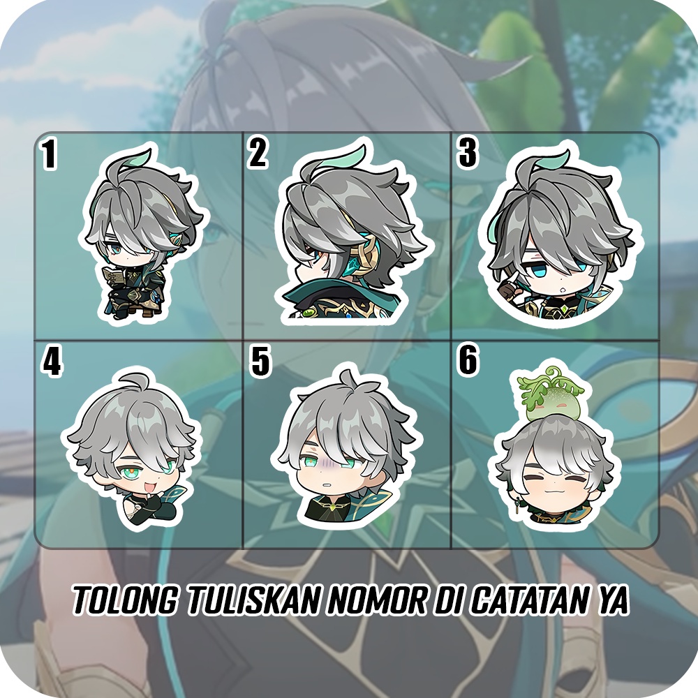 Stiker Glossy Alhaitham Genshin Impact, Sticker Anime Lucu Anti Air Untuk HP, Laptop, Helm, Motor dl