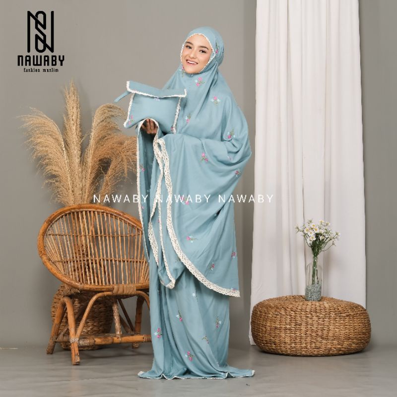 Mukena Dewasa Rayon Premium 2 in 1 Bordir Vinca Jumbo Free Tas Cantik