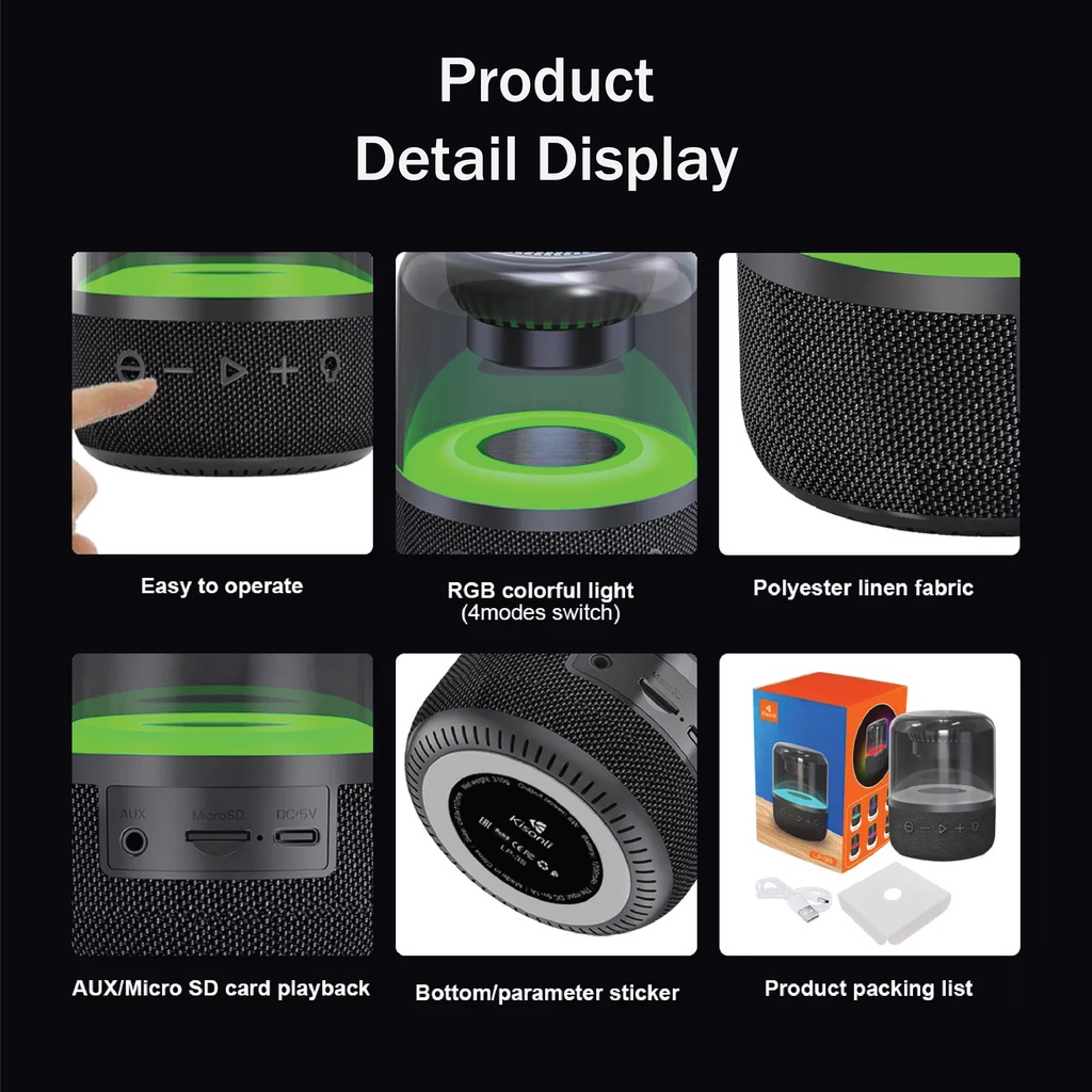 Speaker Bluetooth LP-3S Subwoofer Kisonli 8W Super Bass Battery 1200mAh with RGB Light - ACS