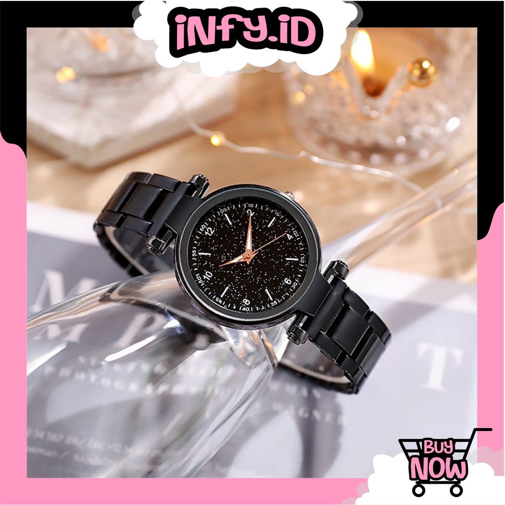 INFY - Jam Tangan Wanita Analog Quartz Dengan Strap Stainless Steel Fashion Dial Bulat Import JT055