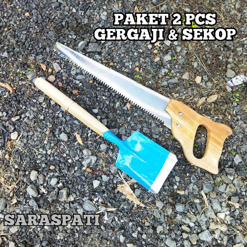 PAKET 2 BIJI GERGAJI POTONG KAYU BAMBU DAN SKOP TANAMAN
