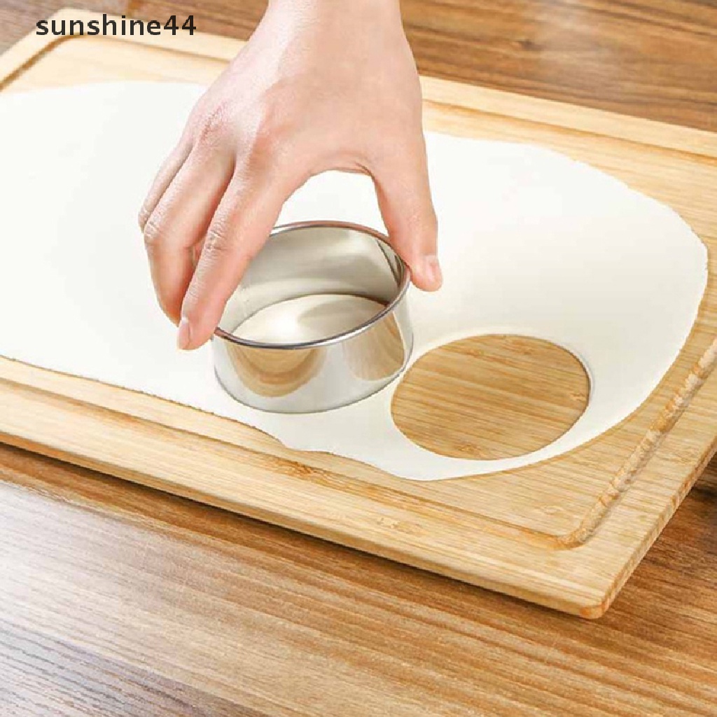 Sunshine 3Pcs/Set Stainless Steel Round Dumplings Cutter Cetakan Stamper Adonan Kue Kering Bulat.