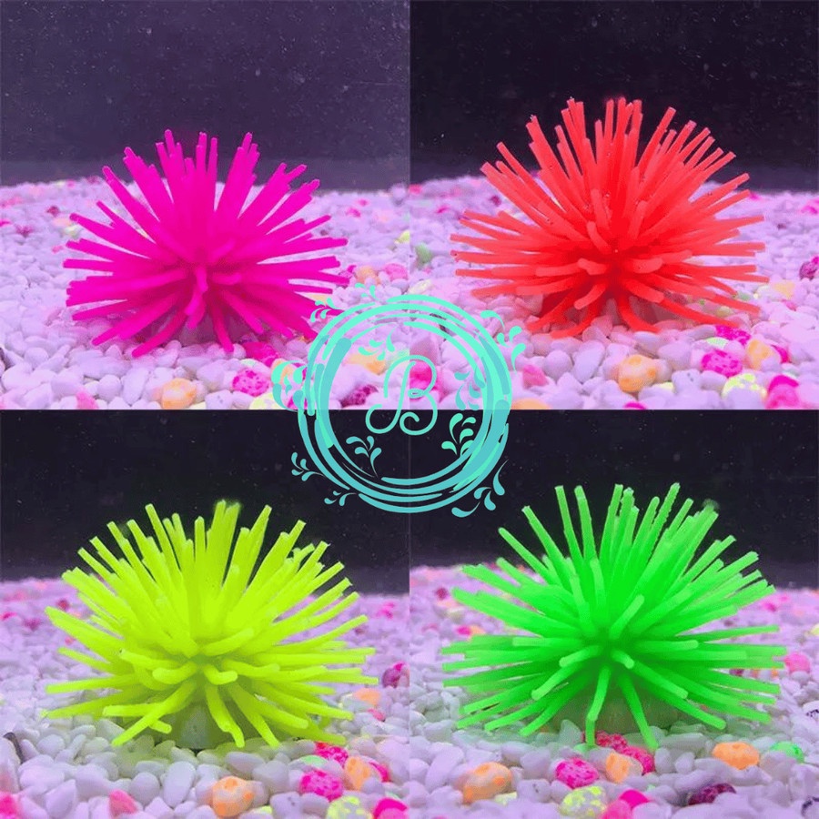 Dekorasi Anemon Palsu Silikon Lentur Hiasan Aquarium Ikan Lucu Karang