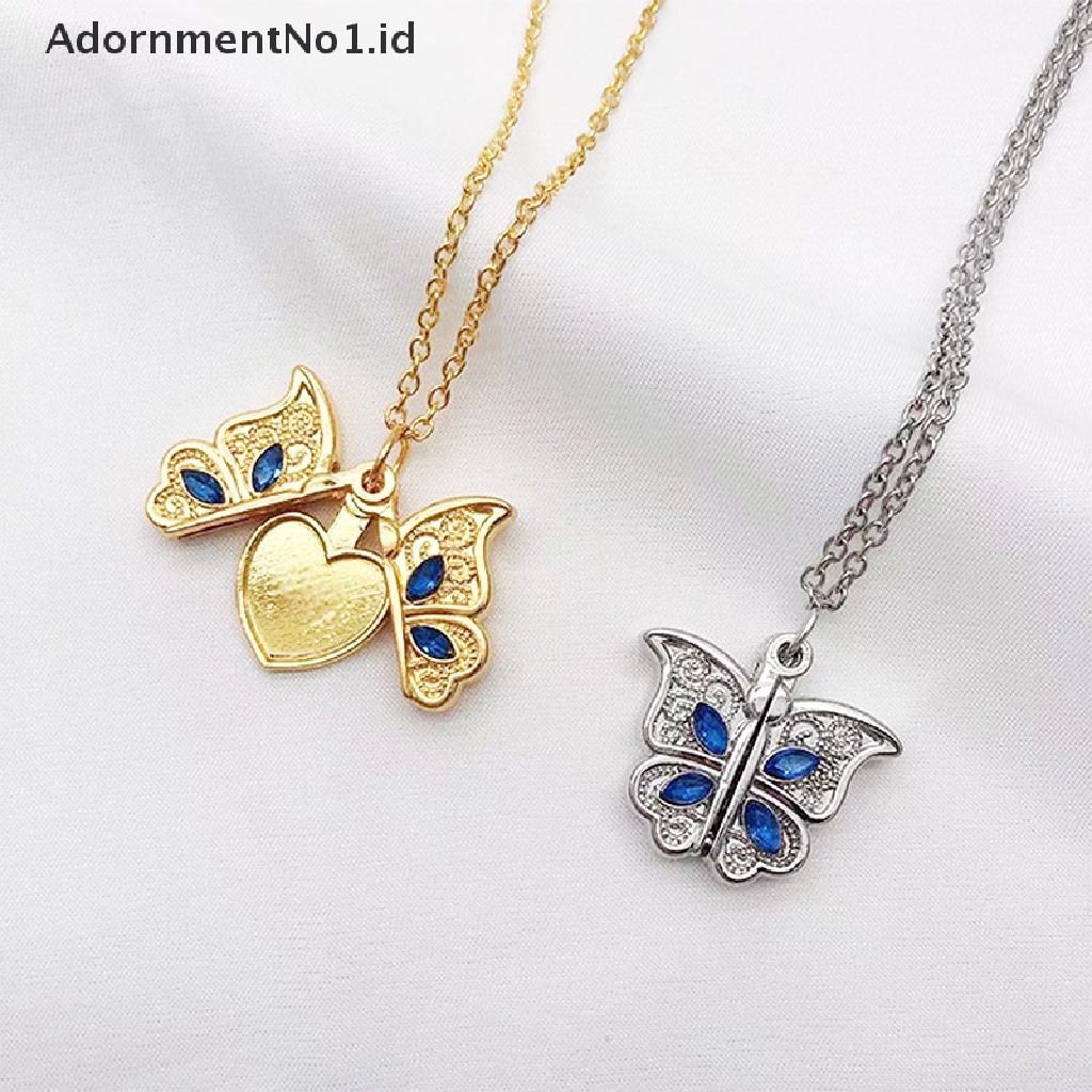 [AdornmentNo1] I Love You Heart Luckly Butterfly Rantai Klavikula/Gadis Kalung Liontin Stainless Steel/Perhiasan Kalung Hati Senior [ID]