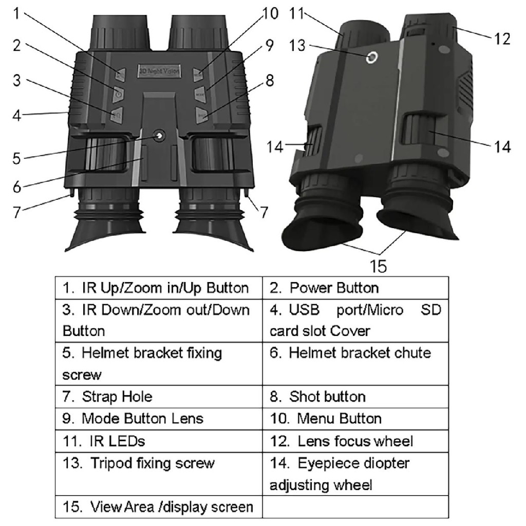 NV8000 - 3D Night Vision Infrared Binoculars 4x Zoom - 1080P Recording