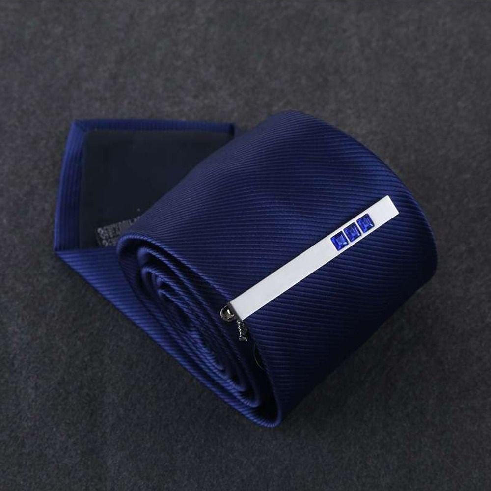 Agustina Pria Kerah Klip Trendi Elegan Fashion Perhiasan Pakaian Non- Cedera Mencegah Paparan Rumbai Bermutu Tinggi Kristal Dasi Klip