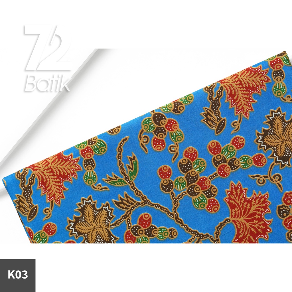 KAIN BATIK PREMIUM Bahan Katun Motif Buah Berry Biru 722705 Cap 72 Jarik Jarit Samping Kebat Panjang Batik Katun Modern Premium Bahan Seragam Batik Pernikahan Kantor Keluarga Murah Kamen Jadi Batik Bali Lembaran