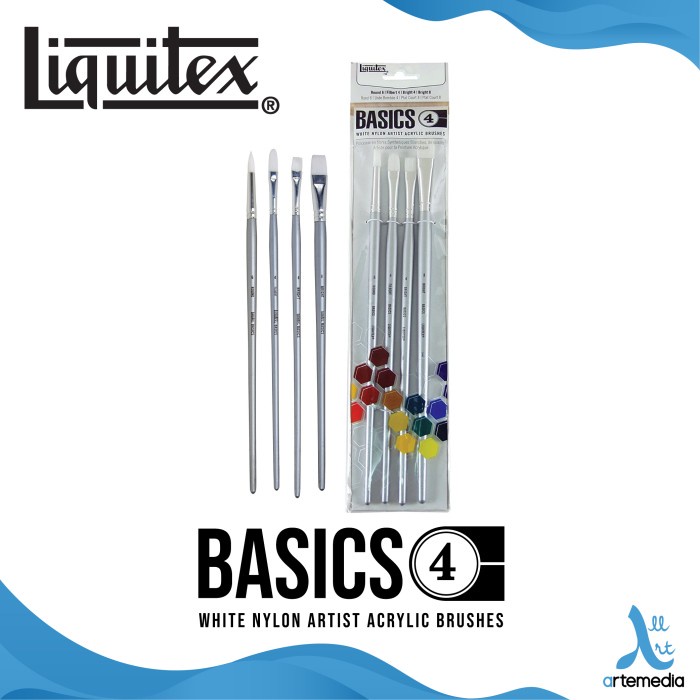 

Kuas Lukis Liquitex Basics Set 4 White Nylon Long Handle