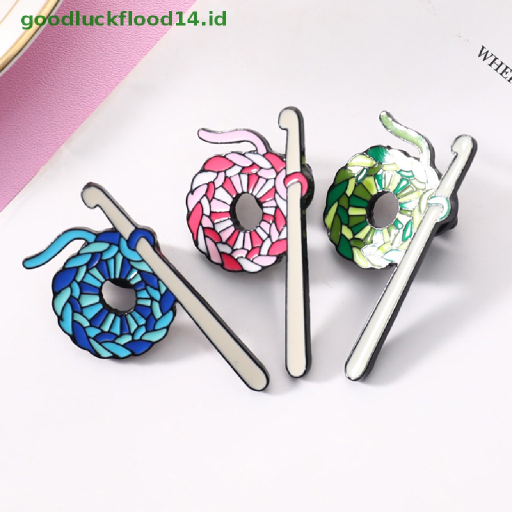 [GOOGFOUR] Knitg Wool Ball Crochet Hook Enamel Bros Sweater Badge Knitter Lapel Pin [Atasan]