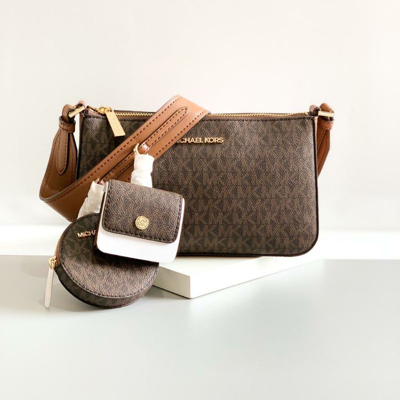 Michael Kors Jet Set Travel Small Crossbody W Tech Attachments Brown