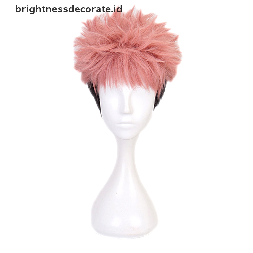 [Birth] Aniem Jujutsu KaisenYuji Itadori Smoky Pink Cosplay Wig Braided Rambut Sintetis [ID]