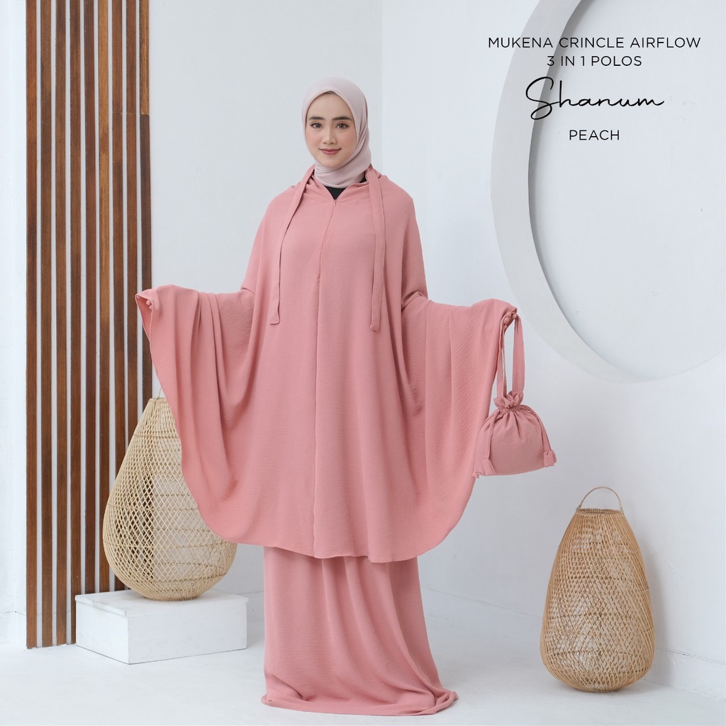 MUKENA BALI TASIK - MUKENA DEWASA CRINCLE AIRFLOW 3 IN 1 POLOS SHANUM CRINCLE