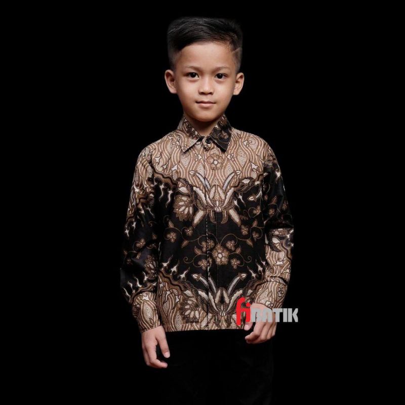 Kemeja batik anak laki-laki lengan panjang umur 2-12 tahun seragam TPA &amp; TPQ kain katun halus