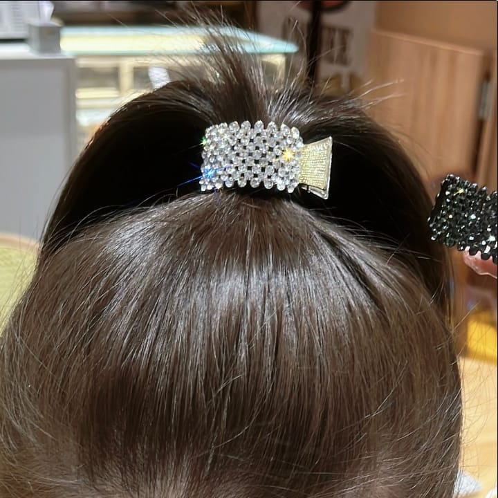 Jepitan Rambut Ponytail / Jepit Ekor Kuda Bahan Alloy Aksen Mutiara Berlian Imitasi Gaya Korea Untuk Wanita