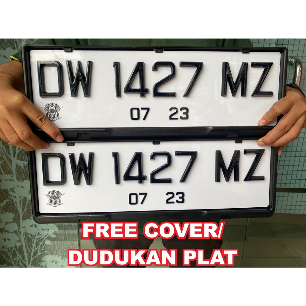 PLAT PUTIH NOMOR HITAM / GLITER DAN POLOS SINGAPORE FREE COVER