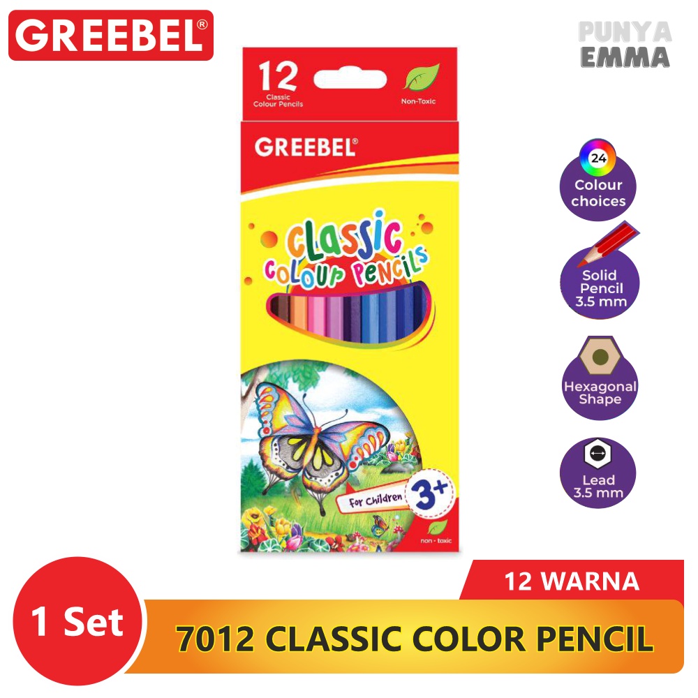 

GREEBEL 7012 CLASSIC COLOR PENCIL / PENSIL WARNA - 12 Warna