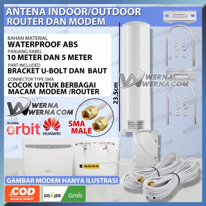 Produk Terbaru Antena Outdoor Penguat Sinyal Modem 4G Lte Plug - Sma Male