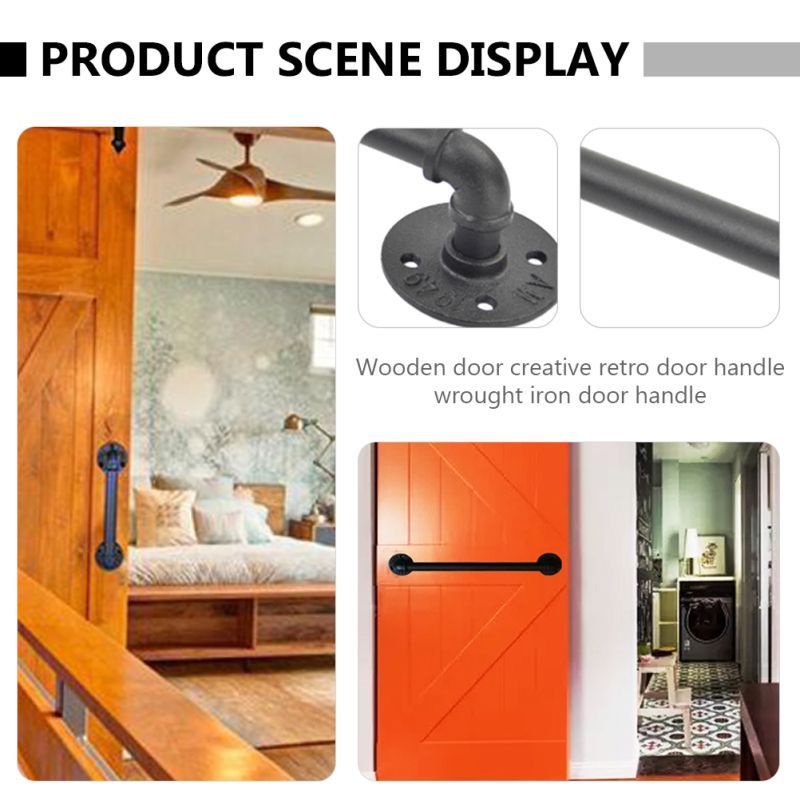 Handle Besi Pintu Industrial 25/35cm Gagang Pintu Besi Industrial/Sliding Barn Door Handle