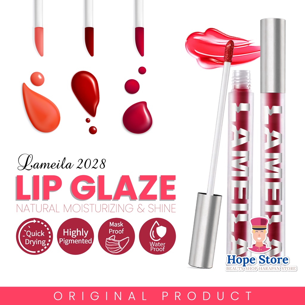 Hope Store - Lameila Matte Lipstick Liquid Korean Lipstik Lip Cream Lip Galze Korean Lip Gloss Anti Air