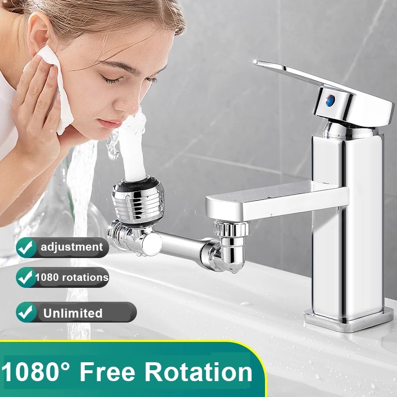 1pcs Kran Air Wastafel Dapur Robotic Arm Faucet Silver Splash Filter New Universal1080° Kran Extender Rotasi Untuk Kamar Mandi Dapur