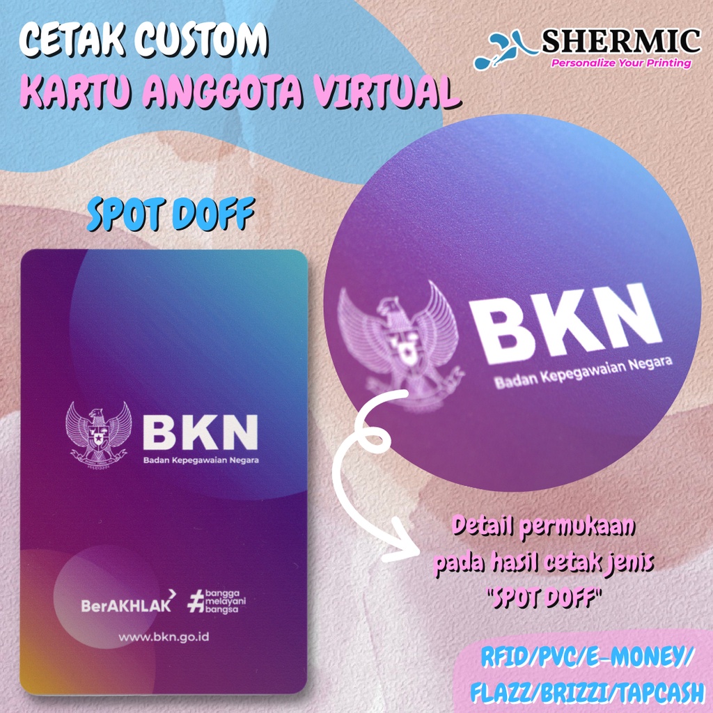 Cetak Custom Print UV Kartu Virtual  ASN  BKN