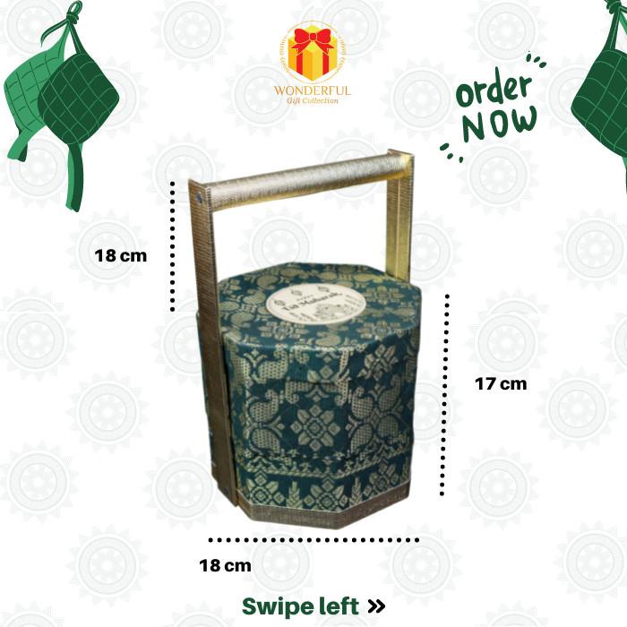 

Hardbox Lebaran Rantang 2 Tingkat Hijau Gold Songket 18X18 L038B 042