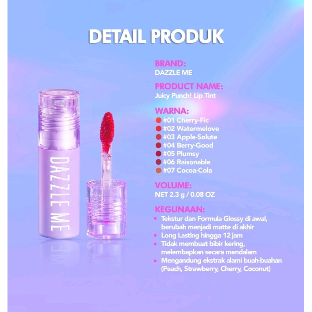 DAZZLE ME JUICY PUNCH LIP TINT LIP STAIN LONGLASTING 12 JAM [SWEETSPACE]