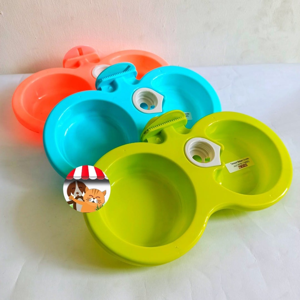 Pet Bowl Double Gantung Kandang Jepit Tempat Makan Minum Anjing Kucing