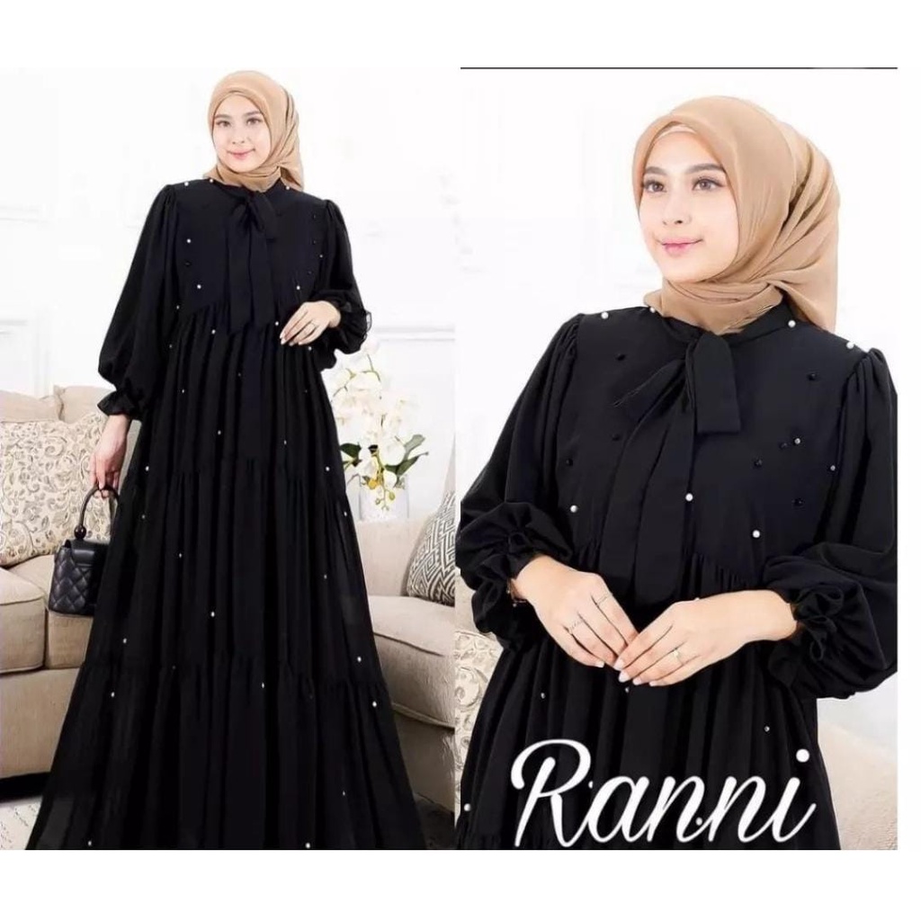 DRESS RANNI IKN - Dress Lebaran Gaun Pesta Ootd Hijab Style Remaja Selebgram BISA [COD]
