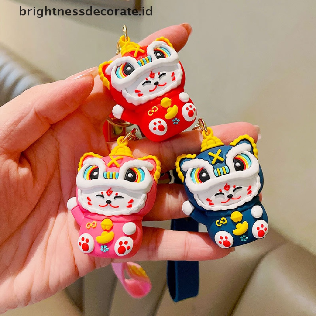 [Birth] Gantungan Kunci Wajah Kucing Lion Dance Gaya Cina Kreatif Lucu Untuk Wanita Grosir Tas Aksesoris Liontin Mobil [ID]