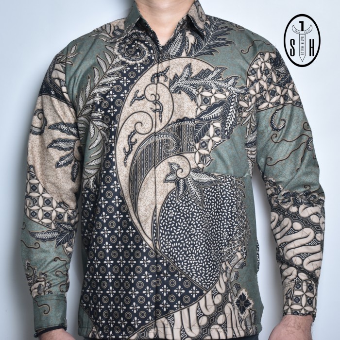 SULTAN HADI / BATIK / BATIK LENGAN PANJANG / BATIK PRIA / BUNGA HIJAU